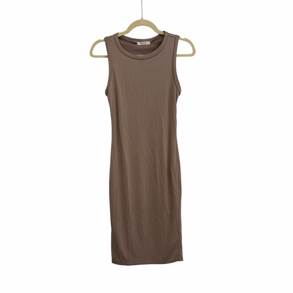 Wilfred Sleeveless Midi Dress in Taupe Brown